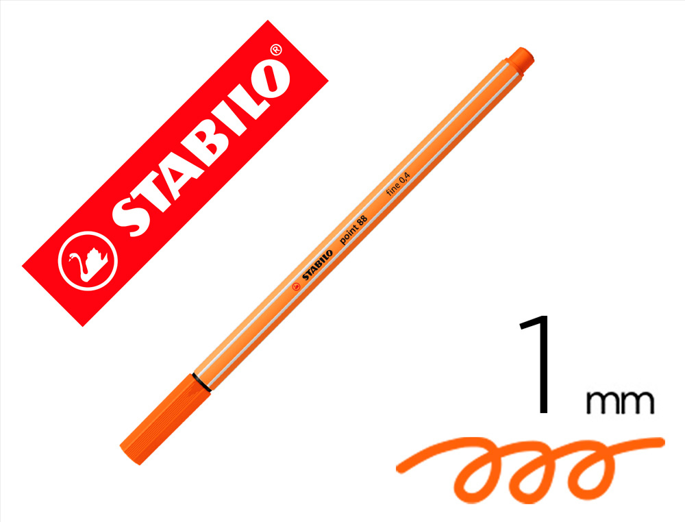 ROTULADOR STABILO PUNTA DE FIB RA POINT 88 BERMELLON PALIDO PUNTA FINA 0,4MM