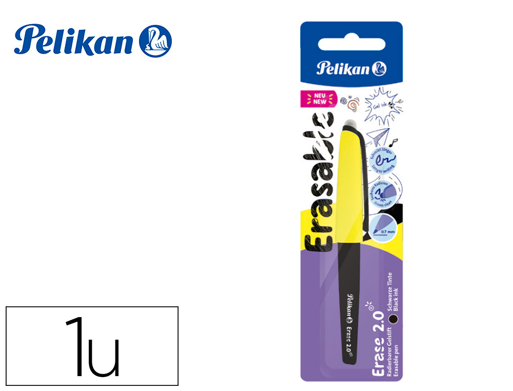 ROLLER PELIKAN ERASE 2.0 BORRABLE PUNTA 0,7 MM TINTA GEL COLOR NEGRO