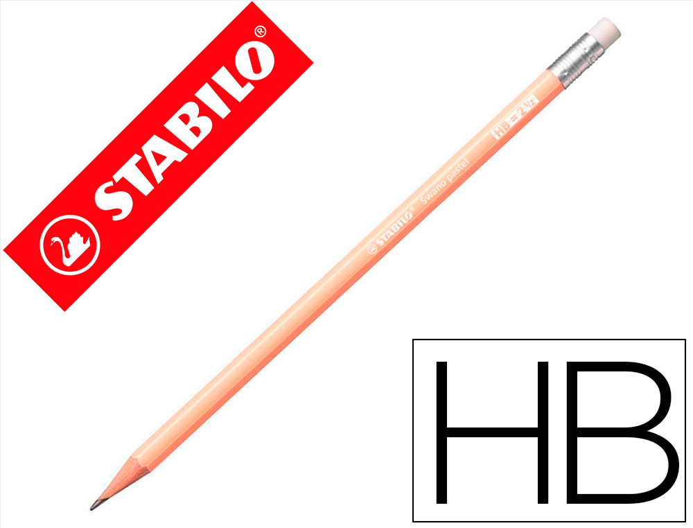 LAPICES DE GRAFITO CON GOMA STABILO SWANO MINA 2,2 MM DUREZA HB MELOCOTON PASTEL