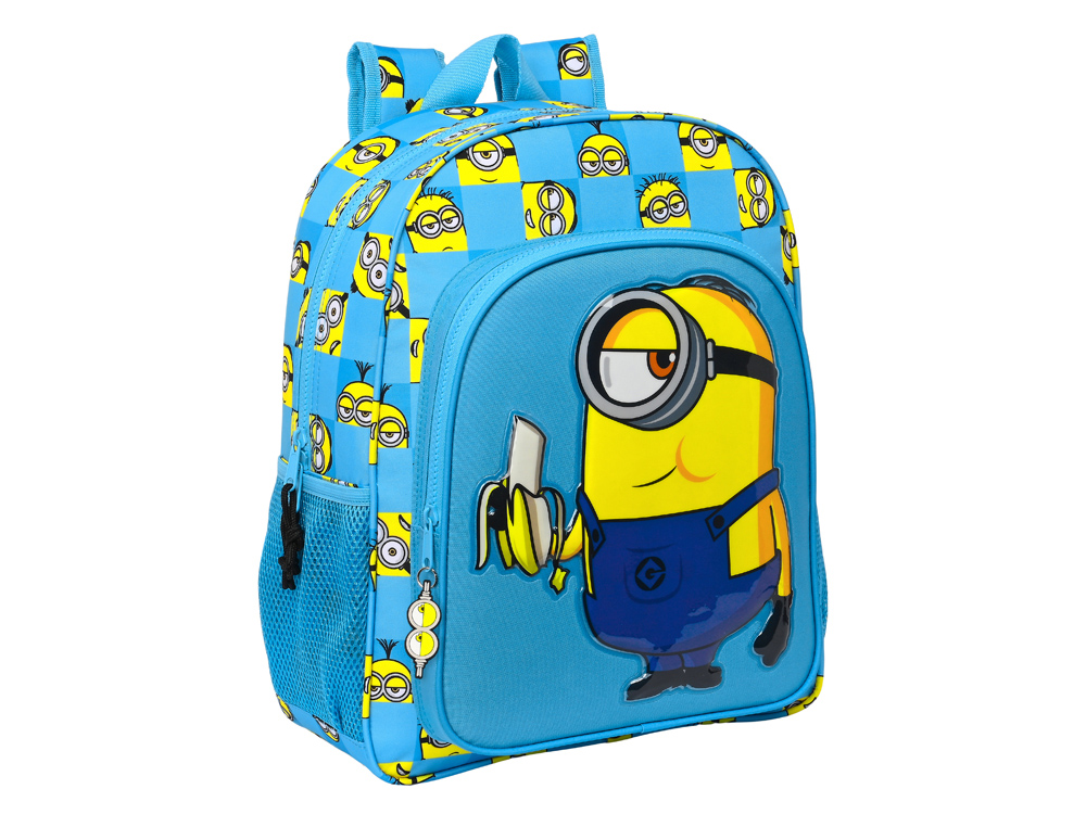 CARTERA ESCOLAR SAFTA MINIONS MINIONSTATIC MOCHILA JUNIOR ADAPTABLE A CARRO 320X120X380 MM