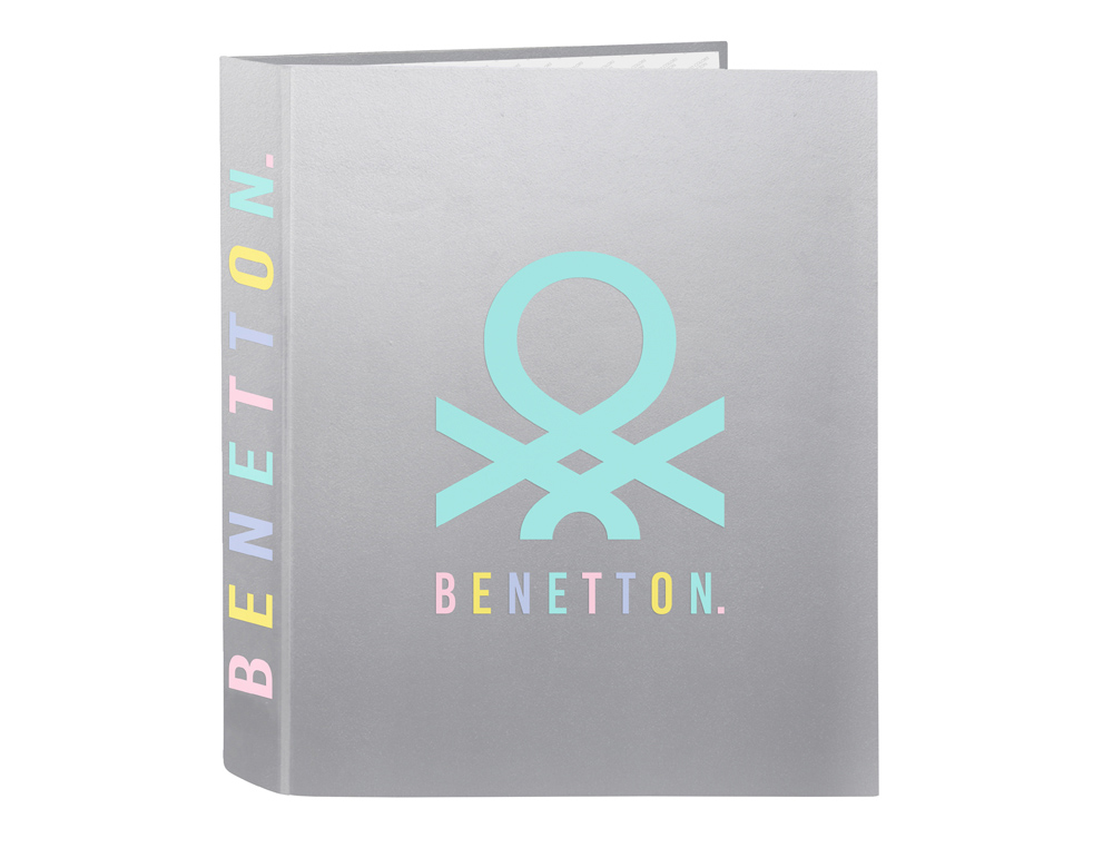 CARPETA SAFTA CARTON FOLIO 4 ANILLAS LOMO ANCHO BENETTON SILVER 60X270X300 MM
