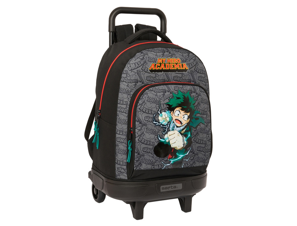 MOCHILA SAFTA GRANDE CON RUEDAS COMPACT EXTRAIBLE MY HERO ACADEMIA 220X330X450 MM