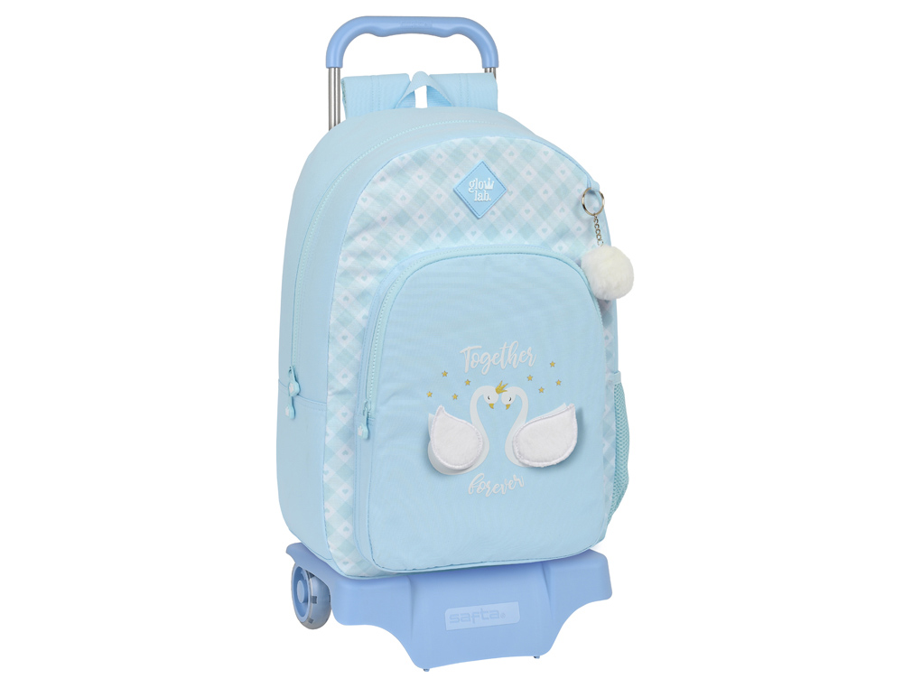 MOCHILA SAFTA MOD. 876 CON CARRO 905 GLOWLAB CISNES 140X300X460 MM