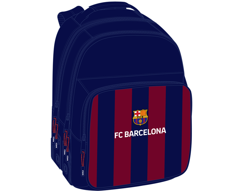 MOCHILA SAFTA DOBLE CON CANTONERAS ADAPTABLE A CARRO F.C. BARCELONA 420X320X150 MM