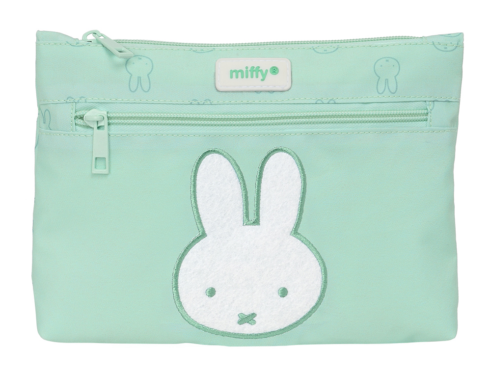 BOLSO ESCOLAR PORTATODO SAFTA GRANDE 2 CREMALLERA RECICLADO Y REPELENTE AGUA MIFFY MENTA 160X230X30 MM