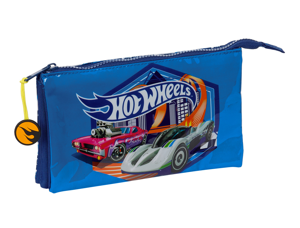 BOLSO ESCOLAR PORTATODO SAFTA TRIPLE HOT WHEELS SONNY 120X220X30 MM