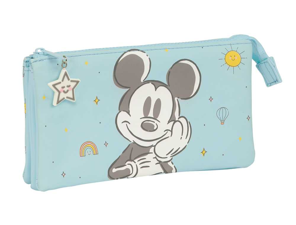 BOLSO ESCOLAR PORTATODO SAFTA TRIPLE MICKEY MOUSE BABY 120X220X30 MM