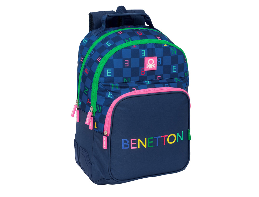 MOCHILA SAFTA DOBLE CON CANTONERAS ADAPTABLE A CARRO BENETTON DAMERO 420X320X150 MM