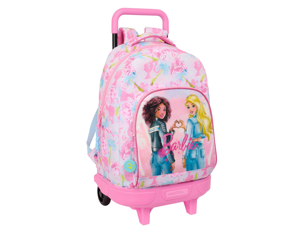 MOCHILA SAFTA GRANDE CON RUEDAS COMPACT EXTRAIBLE BARBIE 450X330X220 MM