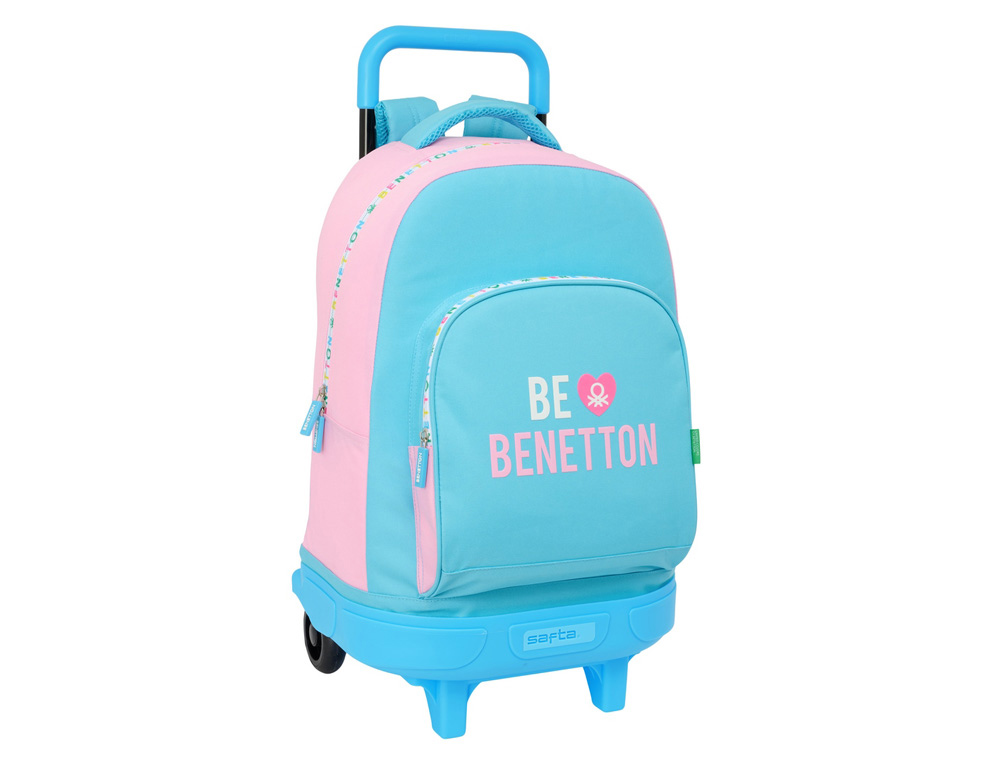MOCHILA SAFTA GRANDE CON RUEDAS COMPACT EXTRAIBLE BENETTON UNIQUE 450X330X220 MM