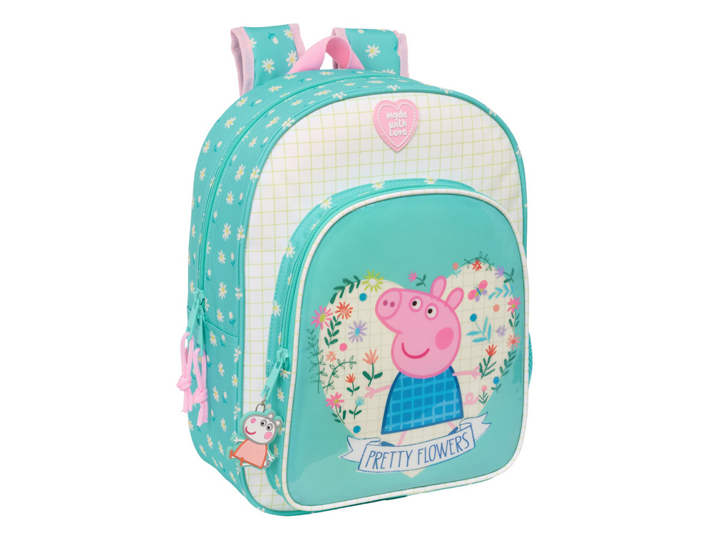 MOCHILA SAFTA INFANTIL ADAPTABLE A CARRO PEPPA PIG PRETTY FLOWERS 340X260X110 MM