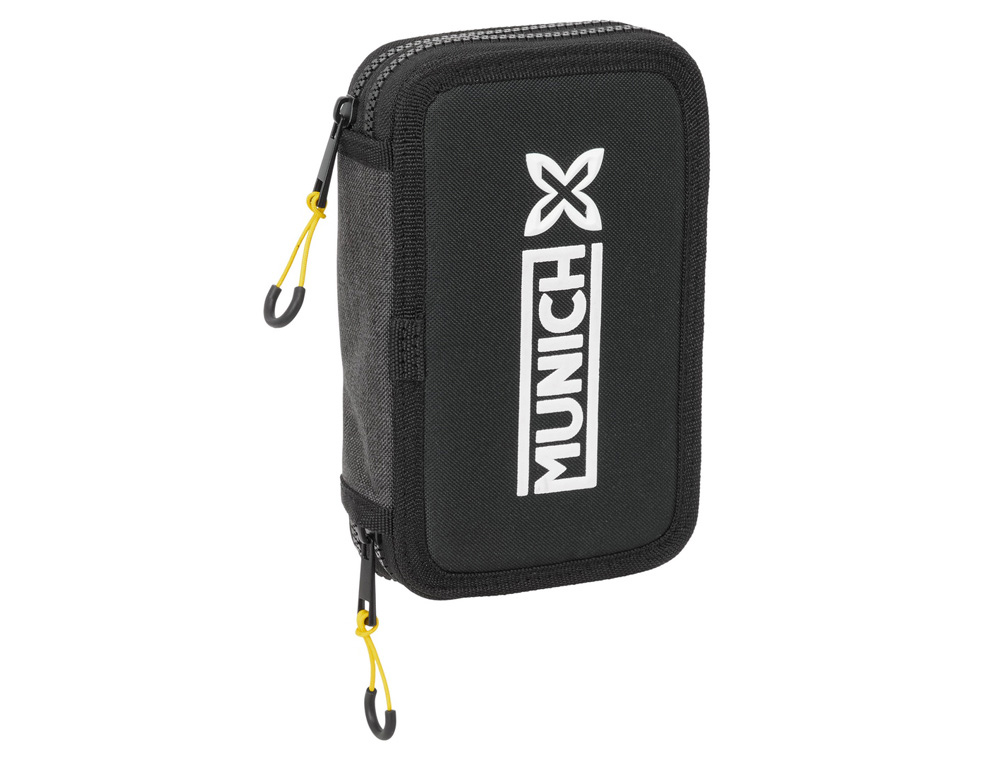 PLUMIER ESCOLAR SAFTA DOBLE PEQUEÑO 29 PIEZAS MUNICH TOPO 195X125X40 MM