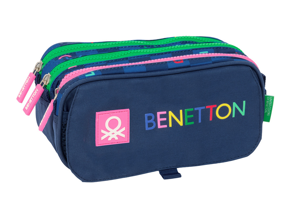 BOLSO ESCOLAR PORTATODO SAFTA TRIPLE BIG BENETTON DAMERO 100X215X80 MM