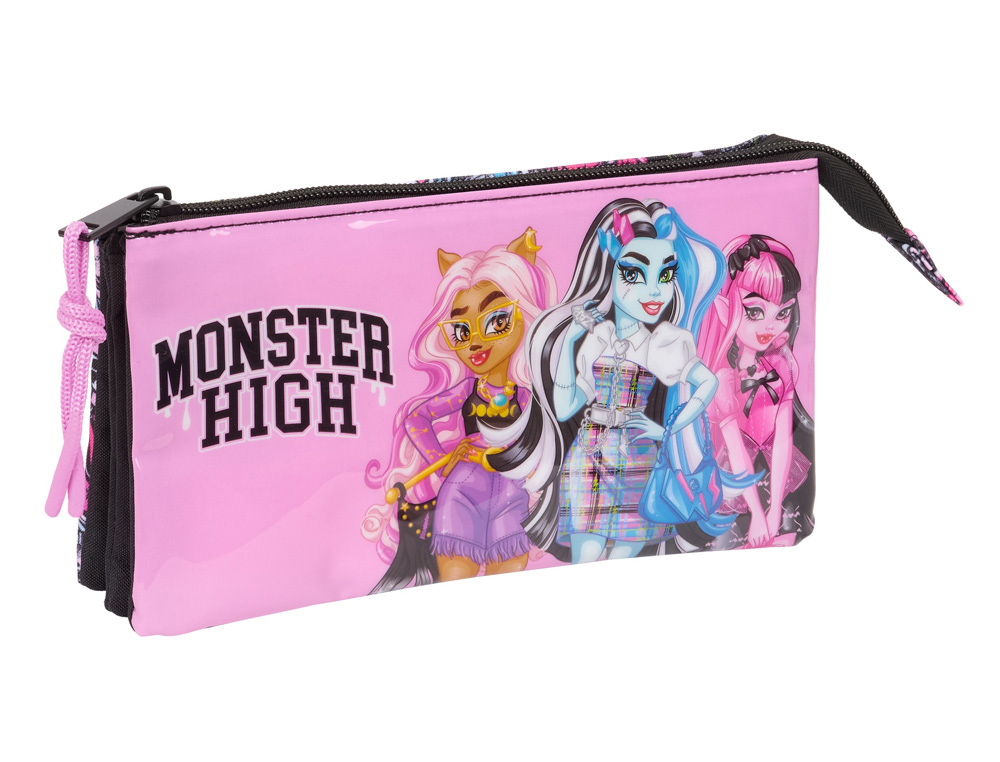BOLSO ESCOLAR PORTATODO SAFTA TRIPLE MONSTER HIGH 120X220X30 MM