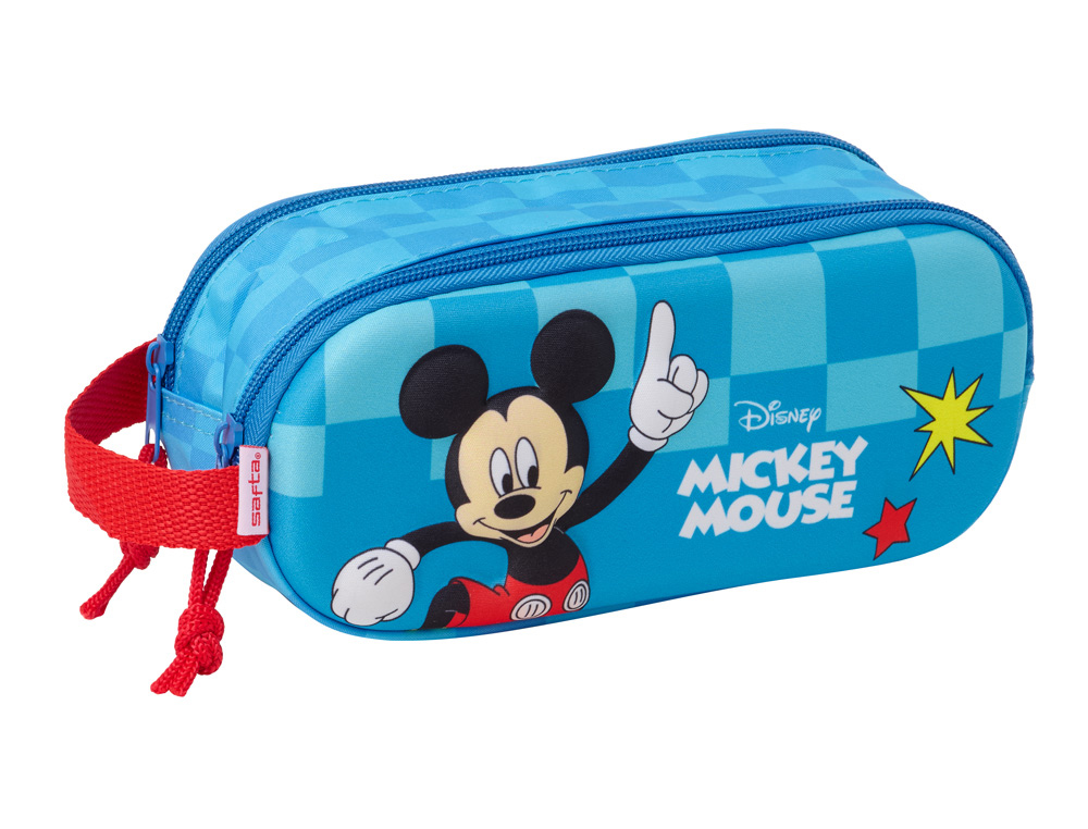 BOLSO ESCOLAR PORTATODO SAFTA DOBLE 3D MOCHILAS 3D MICKEY MOUSE 80X210X60 MM