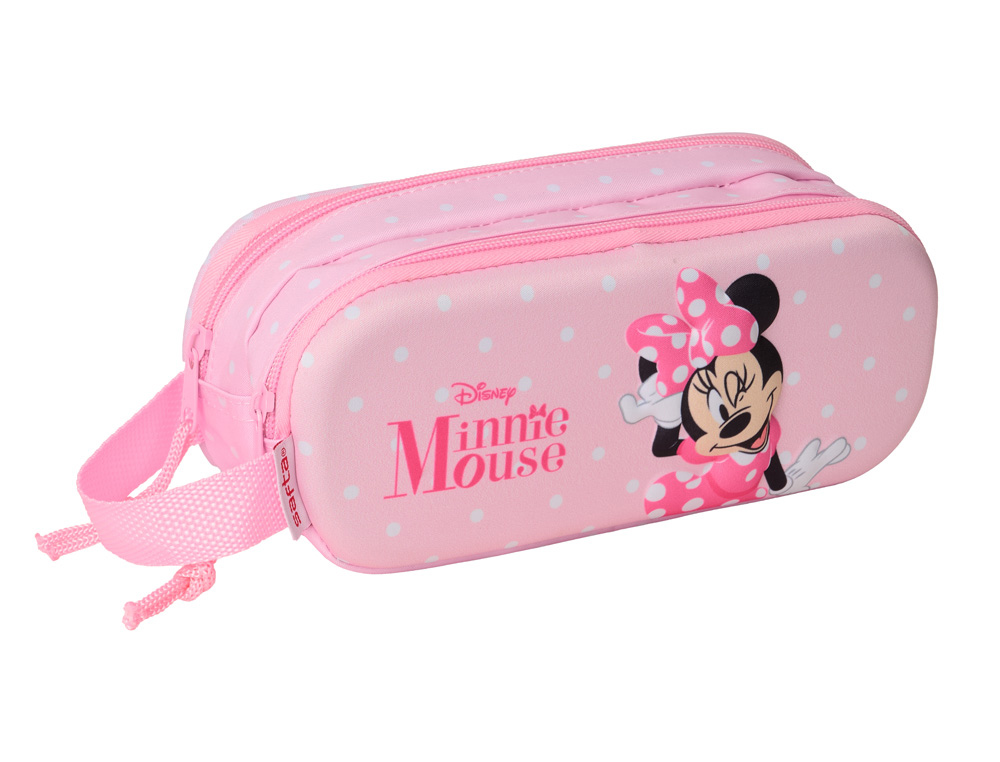 BOLSO ESCOLAR PORTATODO SAFTA DOBLE 3D MOCHILAS 3D MINNIE MOUSE 80X210X60 MM