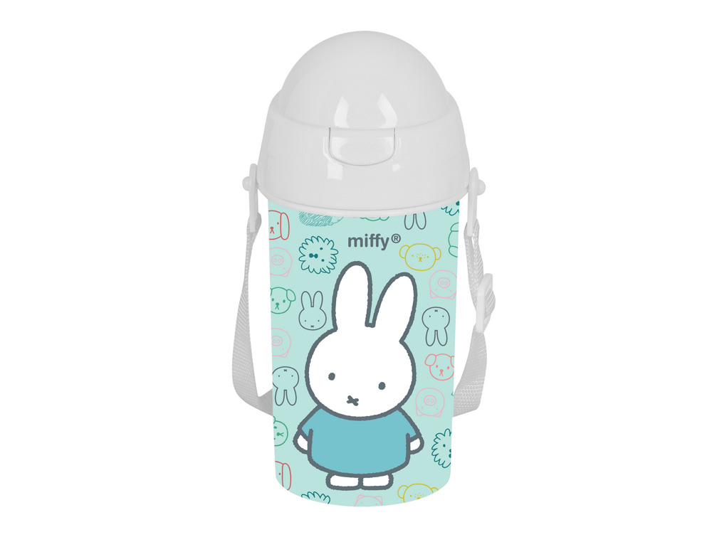BOTELLA PORTALIQUIDOS SAFTA 500ML APERTURA AUTOMATICA CON PAJITA MIFFY FRIENDS 195X75X75 MM