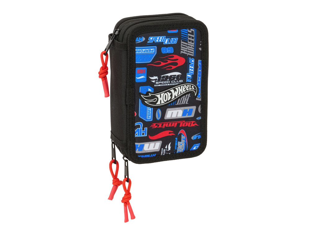 PLUMIER ESCOLAR SAFTA TRIPLE 37 PIEZAS HOT WHEELS 195X125X55 MM