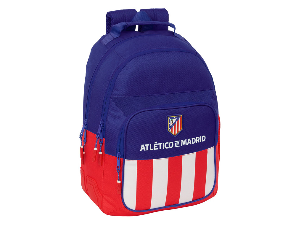 MOCHILA SAFTA DOBLE CON CANTONERAS ADAPTABLE A CARRO ATLETICO DE MADRID 420X320X150 MM