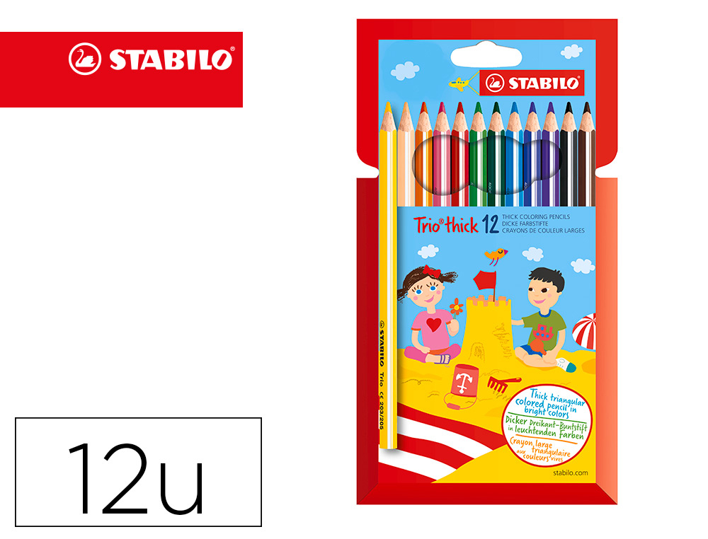 LAPICES DE COLORES STABILO TRIO CAJA DE 12 COLORES