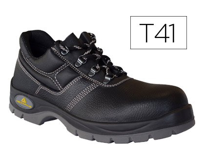 ZAPATOS DE SEGURIDAD DELTAPLUS DE PIEL CRUPON GRABADA CON FORRO ABSORBENTE Y PLANTILLA DE LATEX COLOR NEGRO TALLA 41