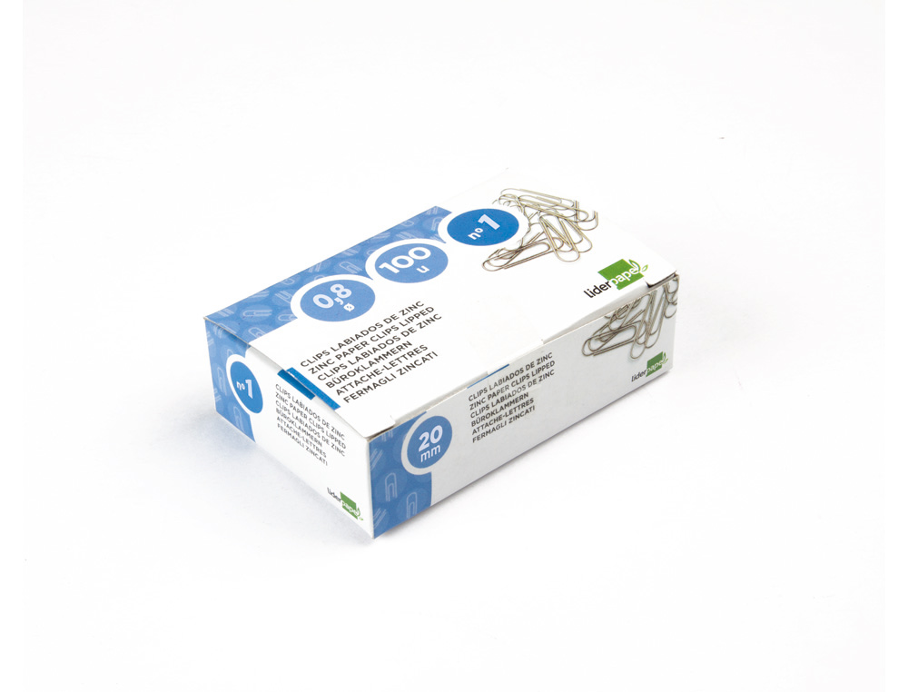 CLIPS LIDERPAPEL N1 LABIADOS 20 MM CAJA DE 100 UNIDADES