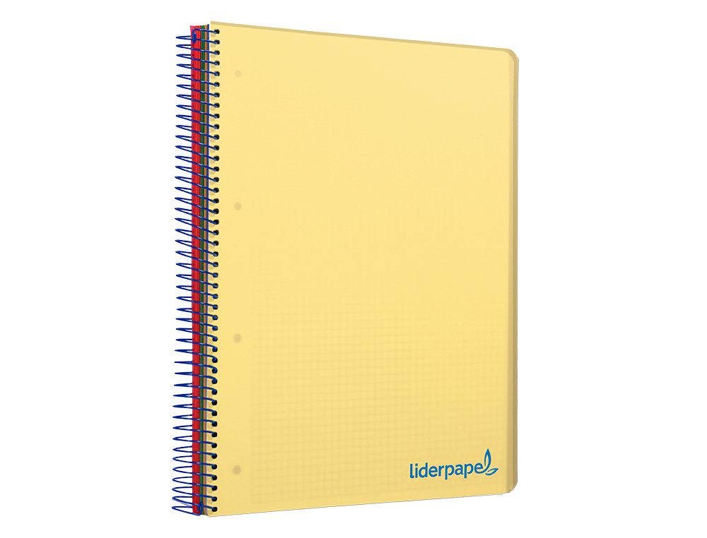 CUADERNO ESPIRAL LIDERPAPEL A4 MICRO WONDER TAPA PLASTICO 120H 90GR CUADRO 5MM 5 BANDA 4 TALADROS COLOR AMARILLO