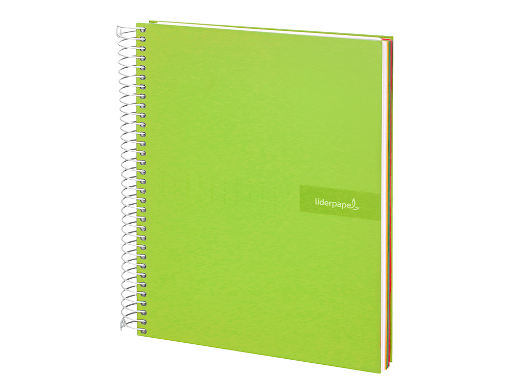 CUADERNO ESPIRAL LIDERPAPEL A5 MICRO CRAFTY TAPA FORRADA 120H 90GR CUADRO 5MM 5 BANDAS 6 TALADROS COLOR VERDE
