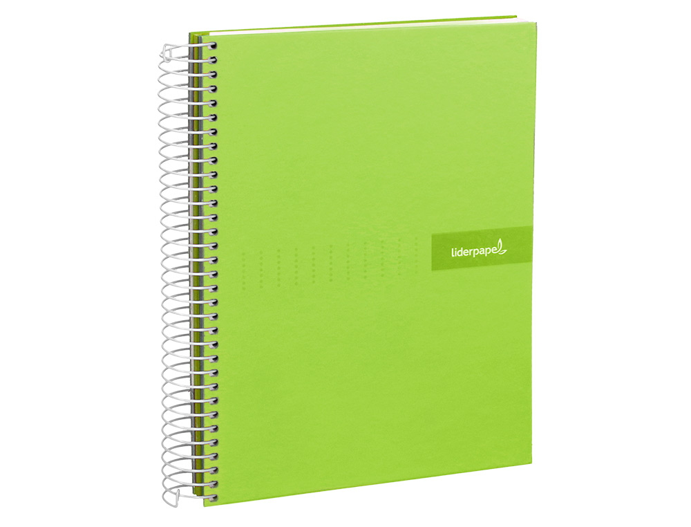 CUADERNO ESPIRAL LIDERPAPEL A5 MICRO CRAFTY TAPA FORRADA 120H 90GR CUADRO 5MM 5 BANDAS 6 TALADROS COLOR VERDE