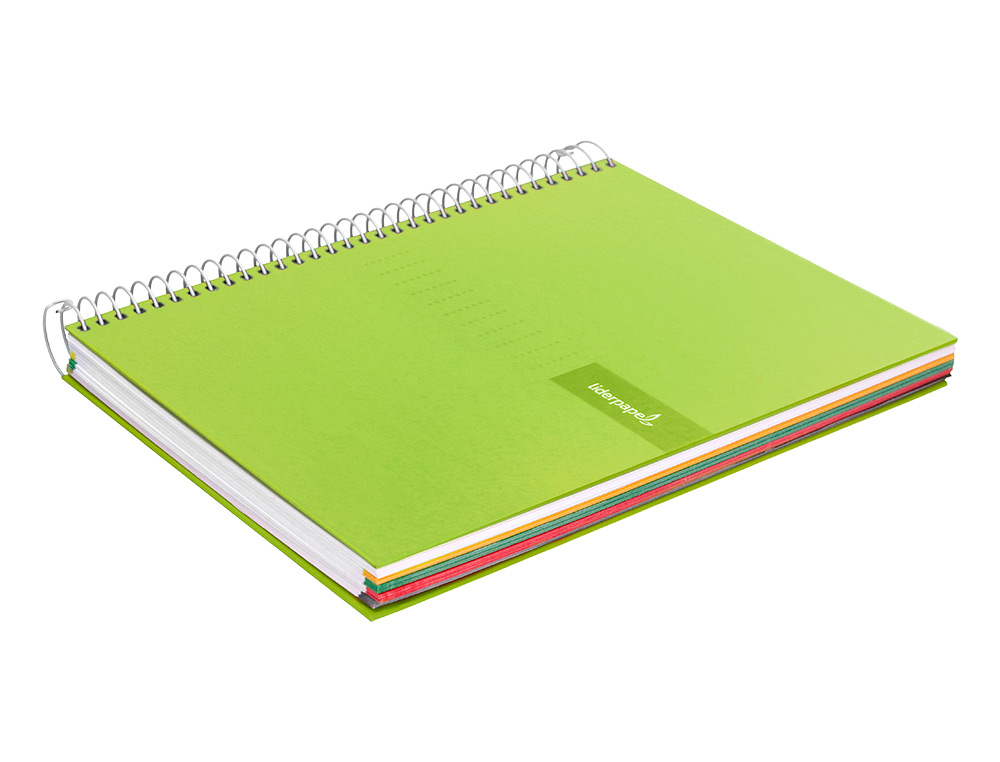 CUADERNO ESPIRAL LIDERPAPEL A5 MICRO CRAFTY TAPA FORRADA 120H 90GR CUADRO 5MM 5 BANDAS 6 TALADROS COLOR VERDE