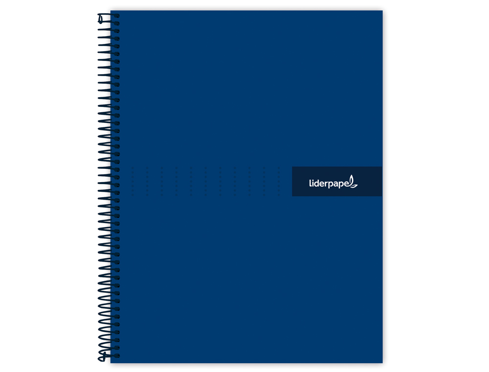 CUADERNO ESPIRAL LIDERPAPEL A4 CRAFTY TAPA FORRADA 80H 90GR CUADRO 4MM CON MARGEN COLOR AZUL MARINO