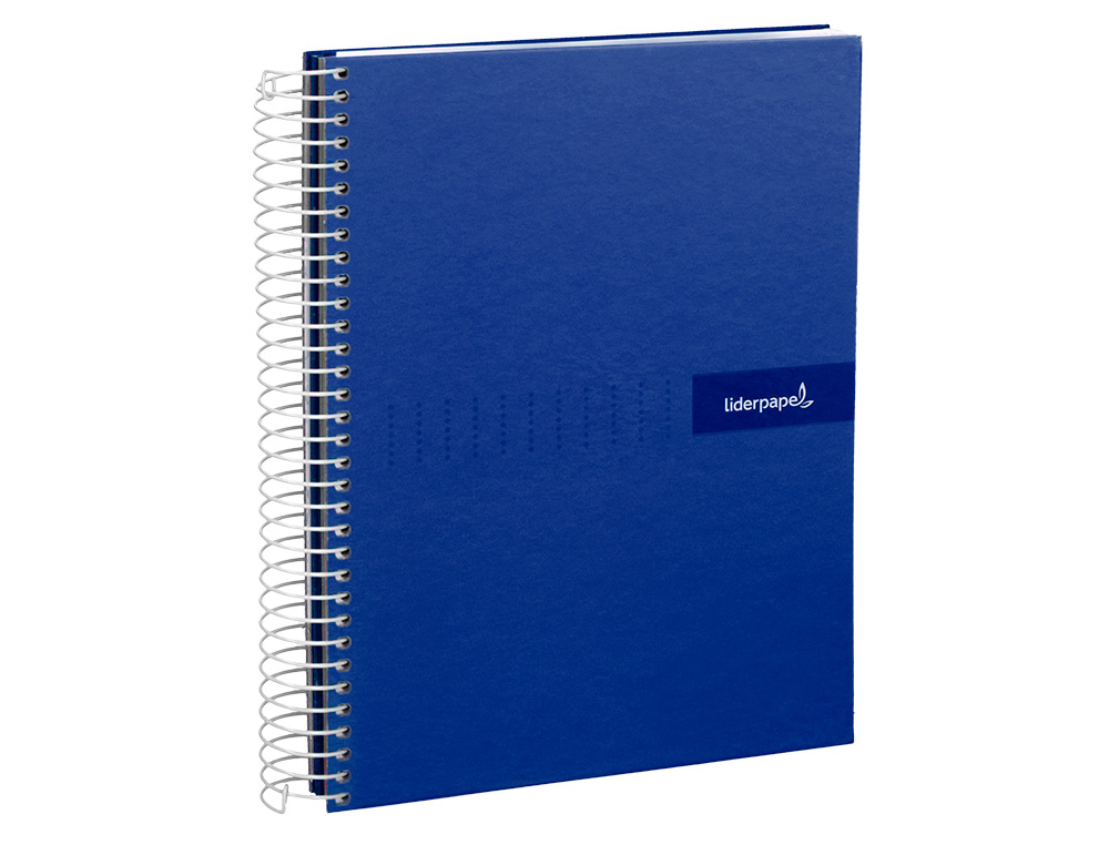 CUADERNO ESPIRAL LIDERPAPEL A4 CRAFTY TAPA FORRADA 80H 90GR CUADRO 4MM CON MARGEN COLOR AZUL MARINO