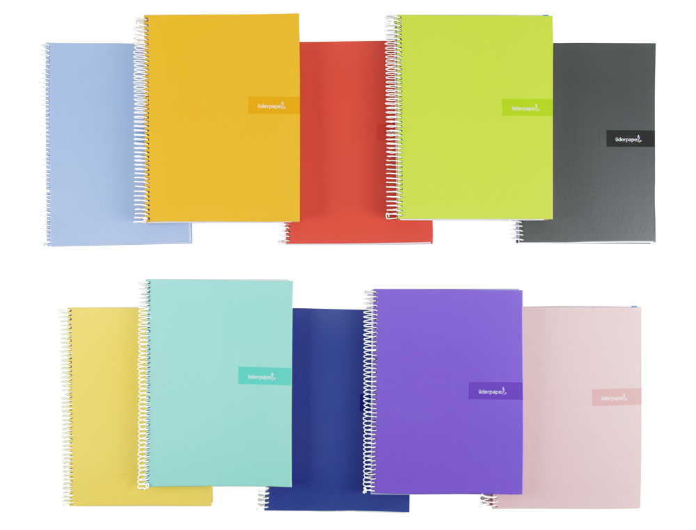 CUADERNO ESPIRAL LIDERPAPEL A4 CRAFTY TAPA FORRADA 80H 90 GR CUADRO 3MM CON MARGEN COLORES SURTIDOS