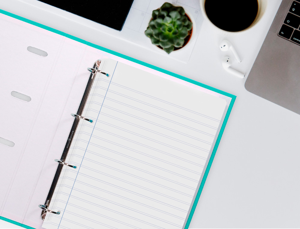 RECAMBIO LIDERPAPEL A4 100 HOJAS 60GR PAUTA 5 2.5MM CON MARGEN 4 TALADROS