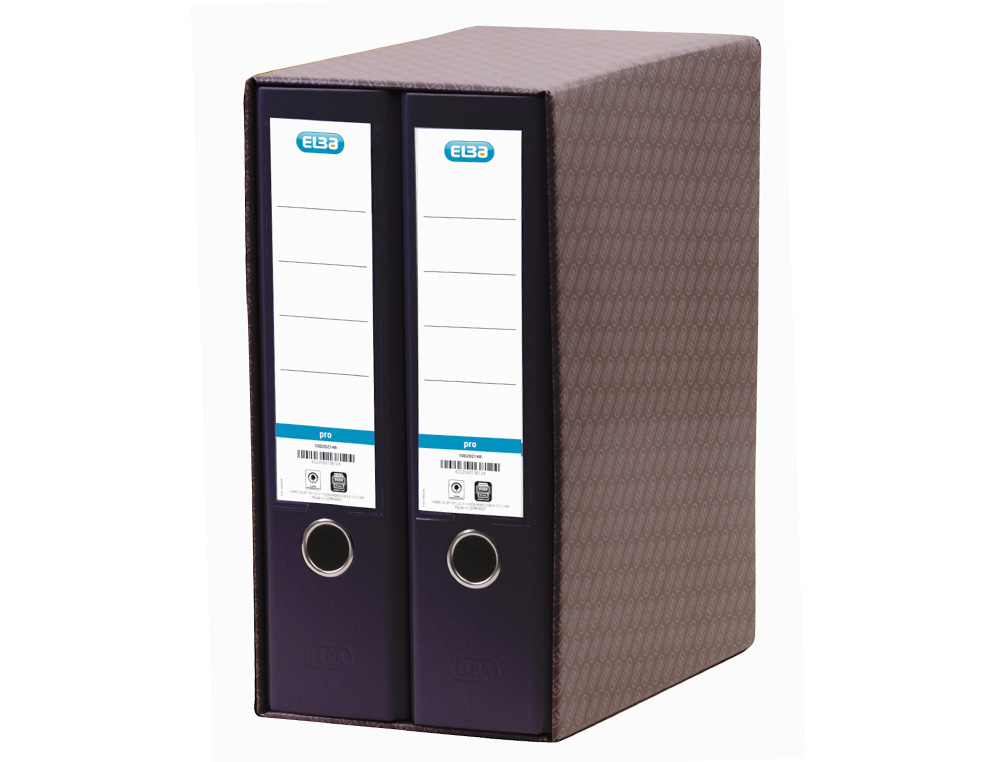 MODULO ELBA 2 ARCHIVADORES DE PALANCA DIN A4 CON RADO 2 ANILLAS NEGRO LOMO DE 80 MM