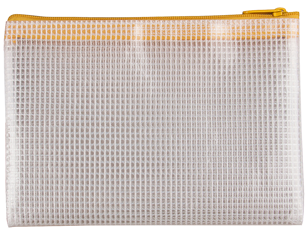 BOLSA MULTIUSOS Q-CONNECT MALLA DIN A6 APERTURA SUPERIOR CON CREMALLERA AMARILLO
