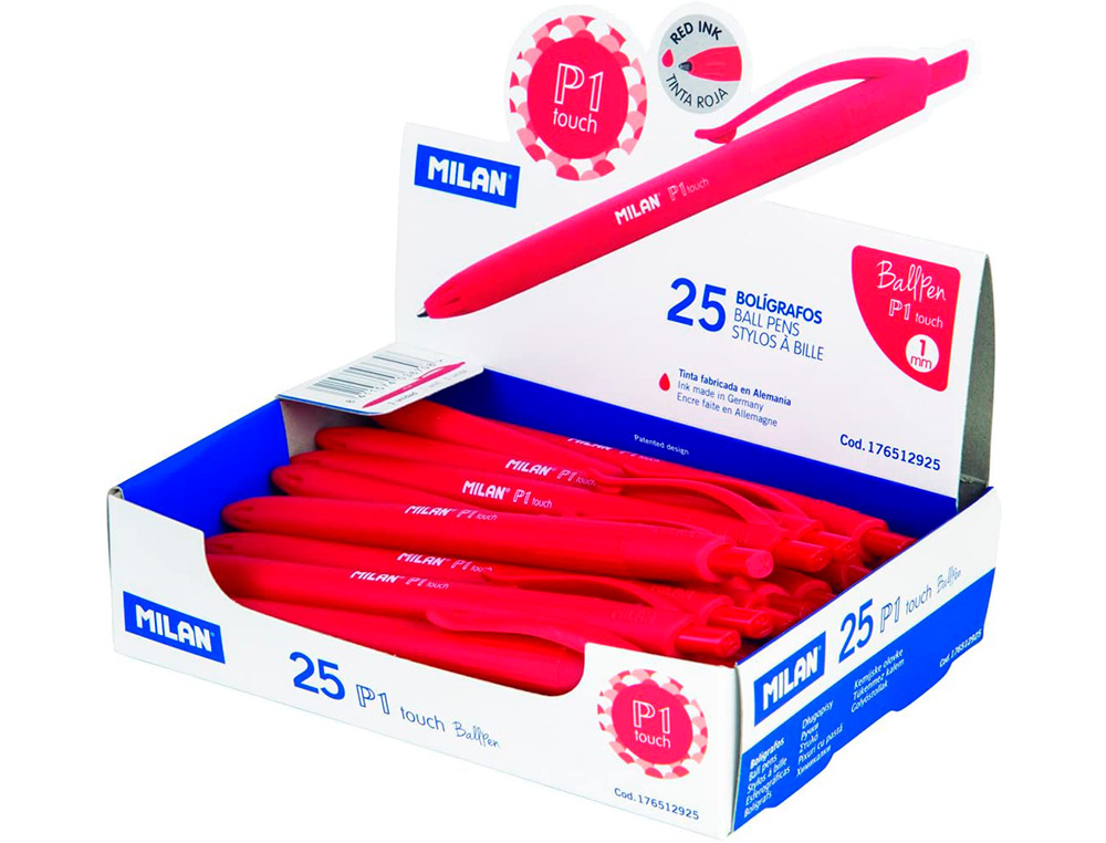 BOLIGRAFO MILAN P1 RETRACTIL 1 MM TOUCH ROJO
