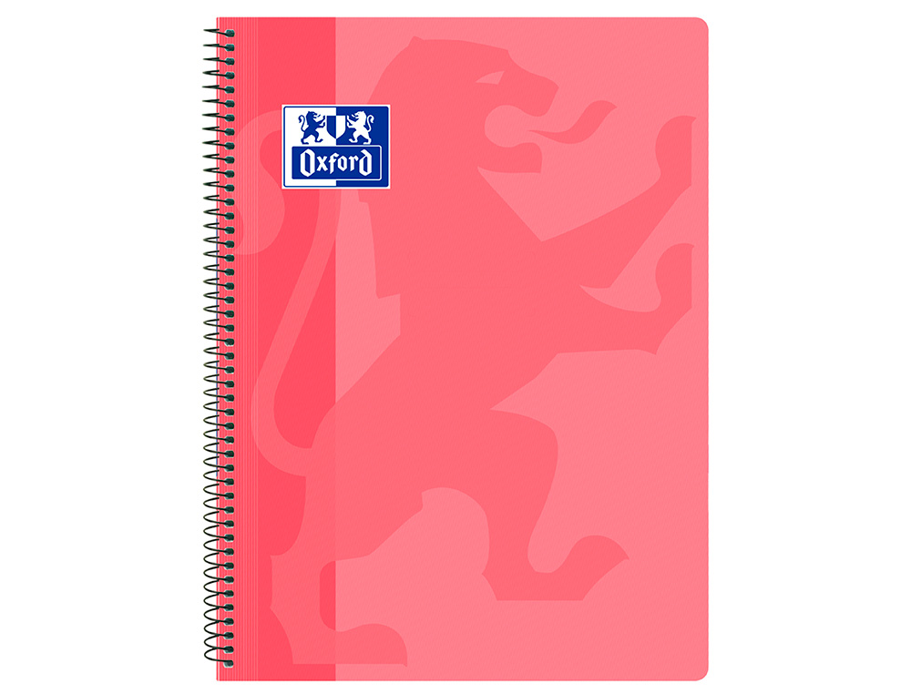 CUADERNO ESPIRAL OXFORD SCHOOL CLASSIC TAPA POLIPROPILENO FOLIO 80 HOJAS CUADRO 4 MM CON MARGEN ROSA