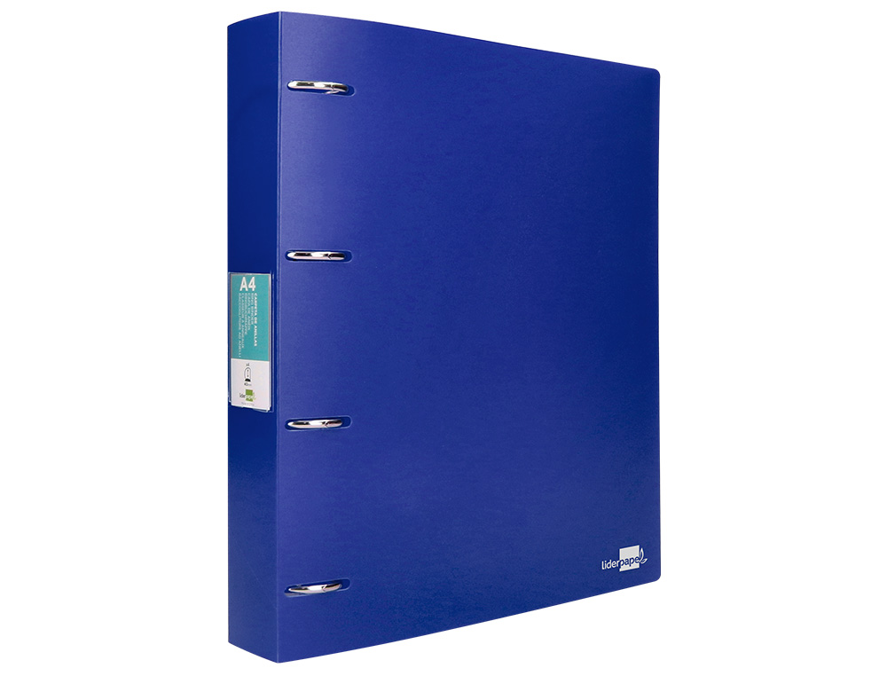 CARPETA LIDERPAPEL 4 ANILLAS MIXTAS 40 MM POLIPROPILENO DIN A4 AZUL TRANSLUCIDO