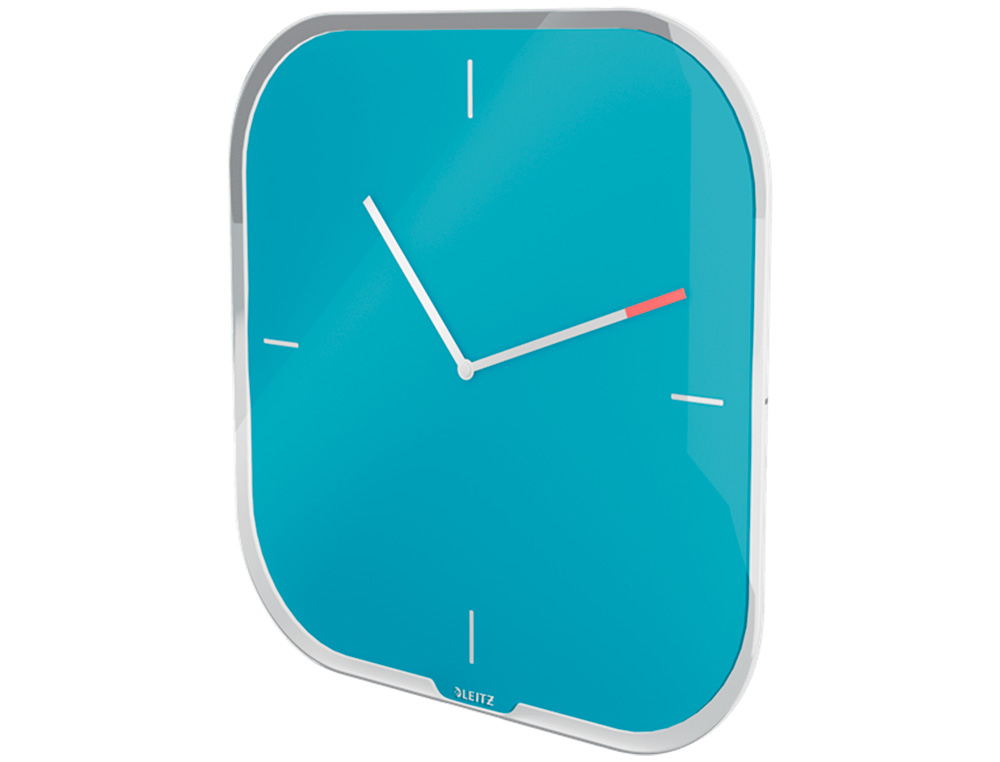 RELOJ LEITZ COSY DE PARED SILENCIOSO CRISTAL 30X30 CM AZUL