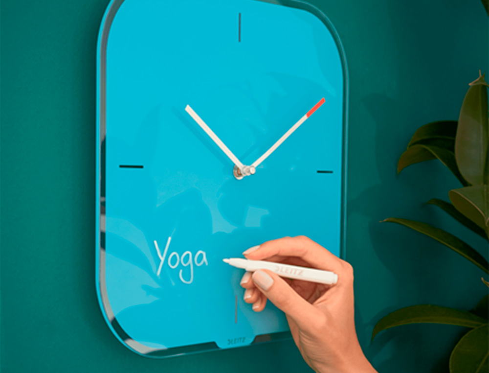 RELOJ LEITZ COSY DE PARED SILENCIOSO CRISTAL 30X30 CM AZUL