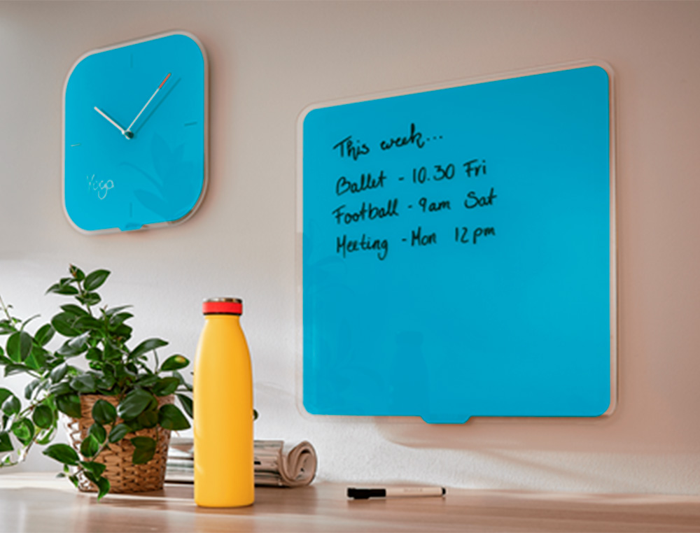 RELOJ LEITZ COSY DE PARED SILENCIOSO CRISTAL 30X30 CM AZUL