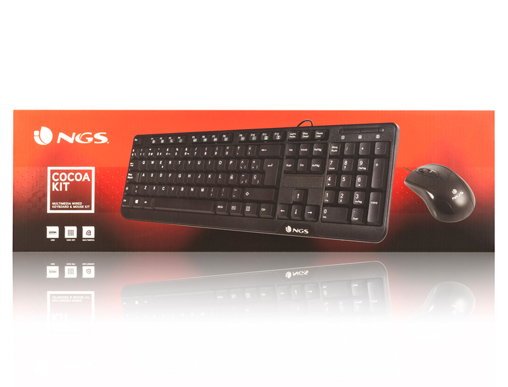 SET TECLADO Y RATON CON CABLE NGS COCOA USB COLOR NEGRO