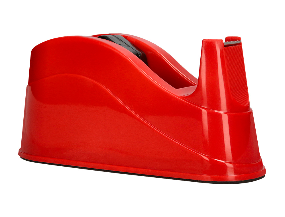 PORTARROLLO SOBREMESA Q-CONNECT PLASTICO PARA CINTAS DE 66 MT COLOR ROJO 220X100X70 MM