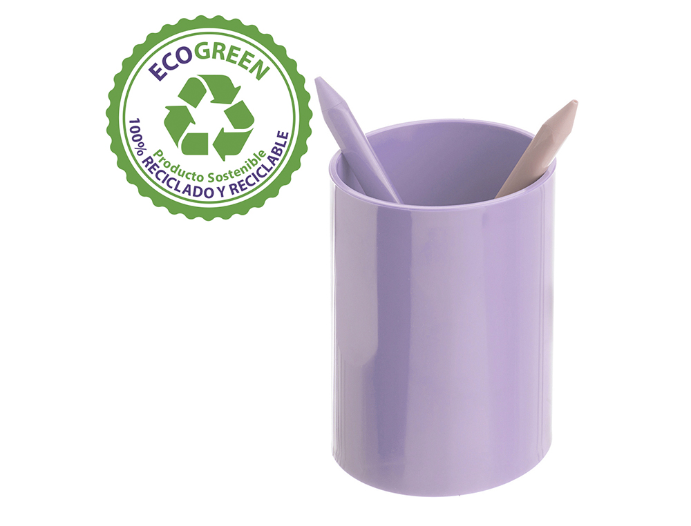 CUBILETE PORTALAPICES ARCHIVO 2000 MALVA PASTEL OPACO PLASTICO 100% RECICLADO DIAMETRO 75 MM ALTO 105 MM