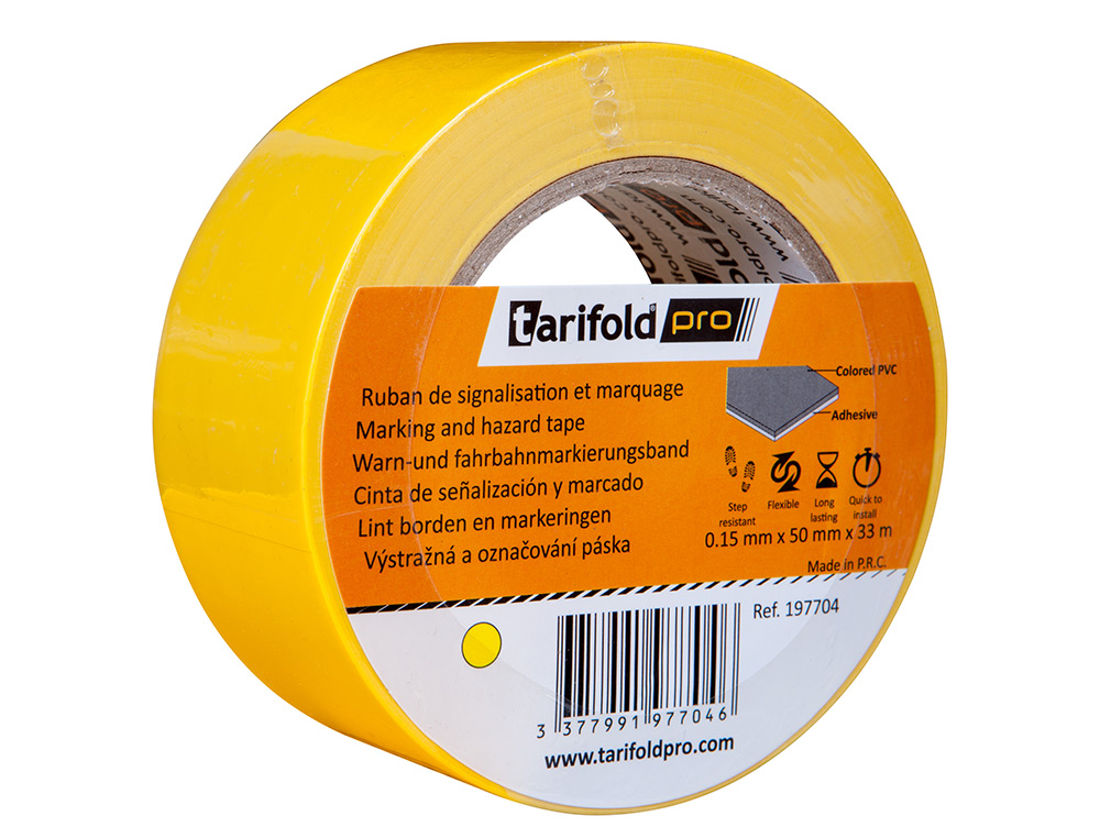 CINTA ADHESIVA DJOIS PARA MARCAJE Y SEÑALIZACION DE SUELO 33 MT X 50 MM COLOR AMARILLO