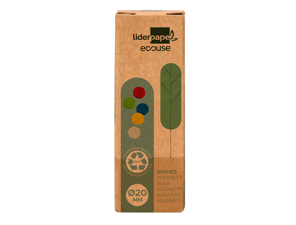 IMAN PARA SUJECION LIDERPAPEL ECOUSE PP RECICLADOPARA PIZARRA MAGNETICA 20 MM CAJA DE 10 UNIDADES