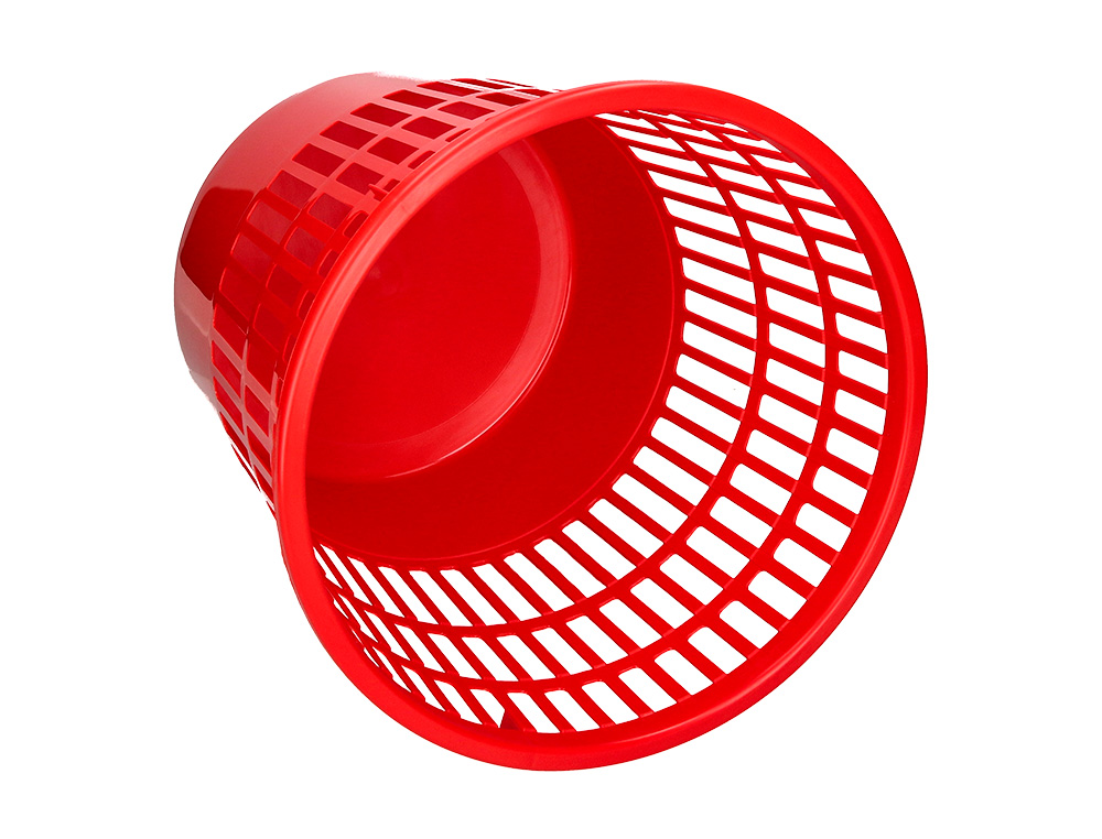 PAPELERA PLASTICO Q-CONNECT 15 LITROS REJILLA COLOR ROJO 285X290 MM