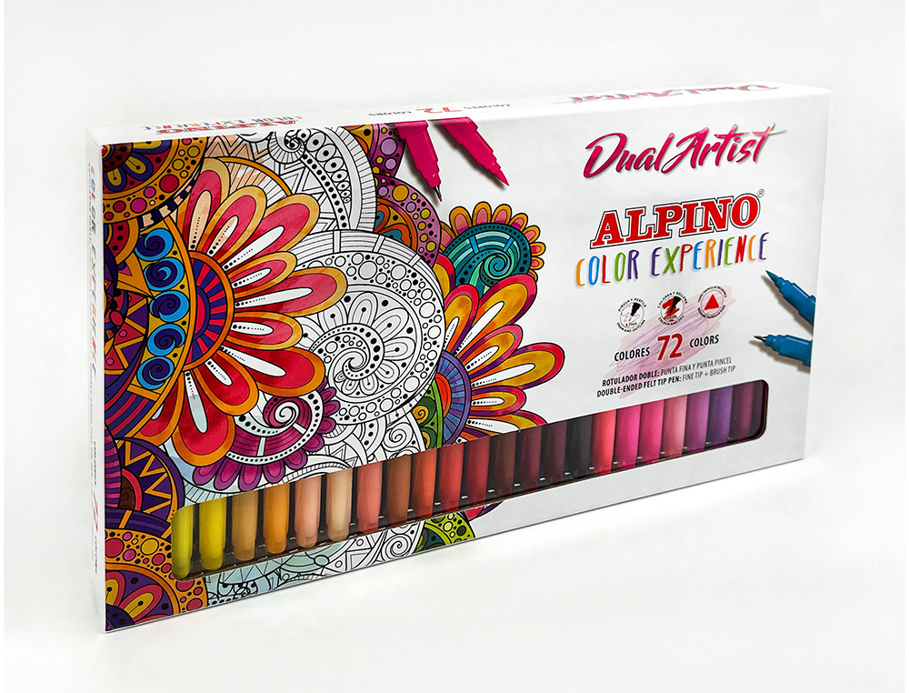 ROTULADOR ALPINO DUAL ARTIST DOBLE PUNTA COLOR EXPERIENCE ESTUCHE DE 72 UNIDADES COLORES SURTIDOS