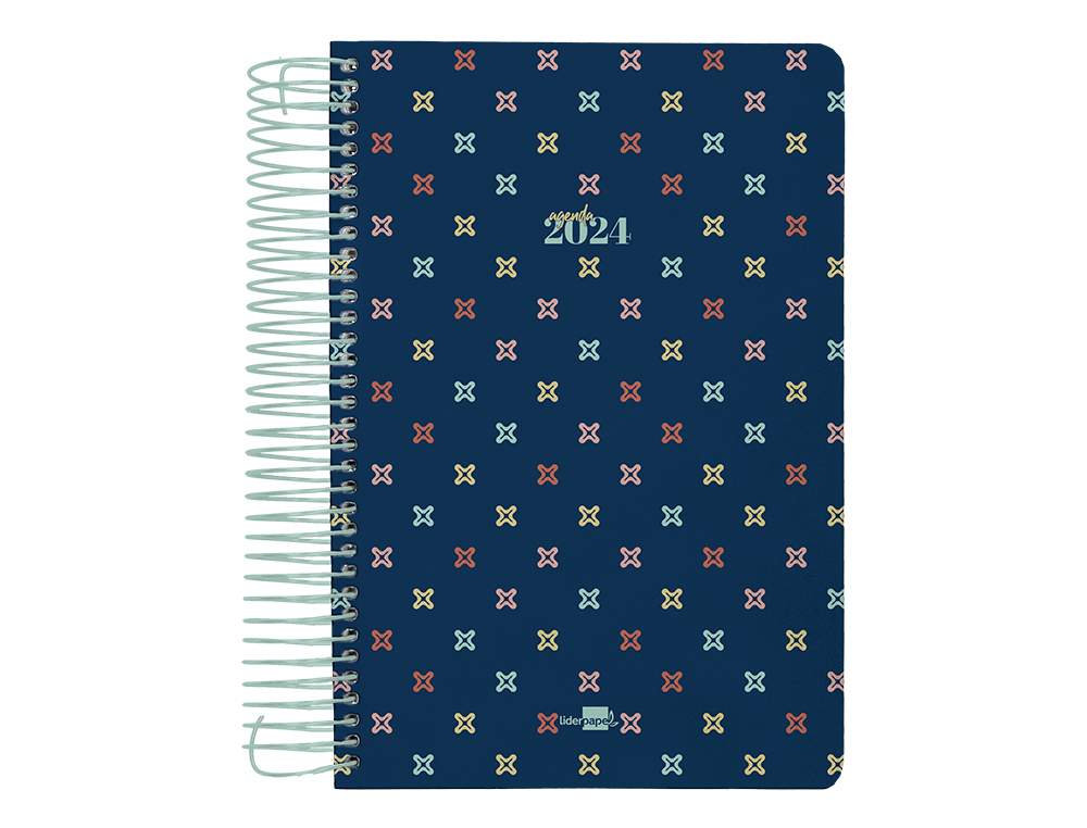 AGENDA ESPIRAL LIDERPAPEL PERISSA A6 2024 SEMANA VISTA PAPEL 80 GR DISEO CROSS